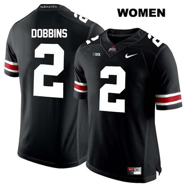 Ohio State Buckeyes Women's J.K. Dobbins #2 White Number Black Authentic Nike College NCAA Stitched Football Jersey FF19I15LF